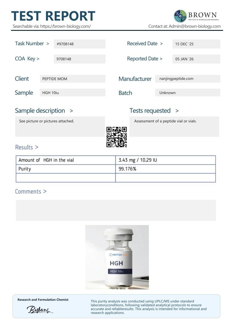 COA for Somatropin